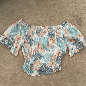Cute Ocean Drive crop top. Blue, white, pink, etc.